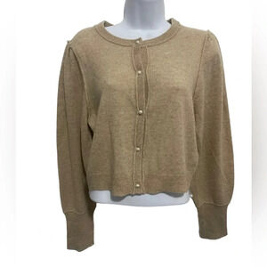 Free People 100% Cashmere - Cream- size large Cropped - cardigan NWOT